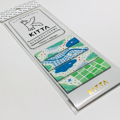 KITTA PEARLIZED GRID MAP Washi Strips by Hitotoki In Matchbook ~ 28 Strips (4 Designs/7 Strips Each) ~ 1/2 x 2 Inches