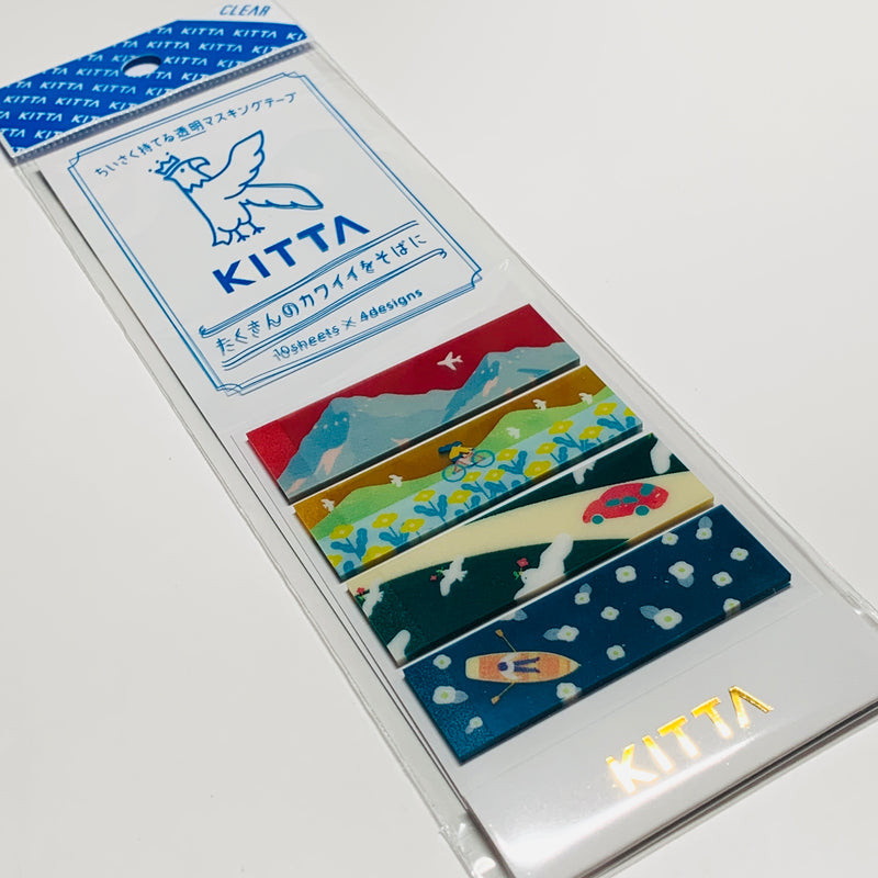 KITTA RECREATIONAL LANDSCAPE Transparent Washi Strips by Hitotoki In Matchbook ~ 40 Strips (4 Designs/10 Strips Each) ~ 1/2 x 2 Inches