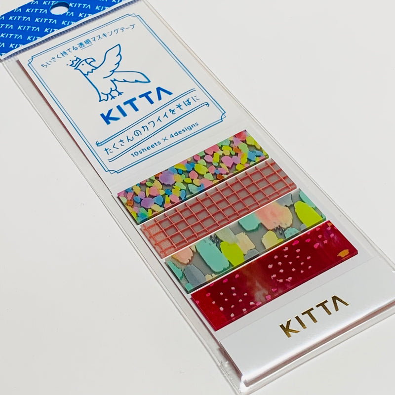 KITTA GRAPHIC DESIGNS Transparent Washi Strips by Hitotoki In Matchbook ~ 40 Strips (4 Designs/10 Strips Each) ~ 1/2 x 2 Inches