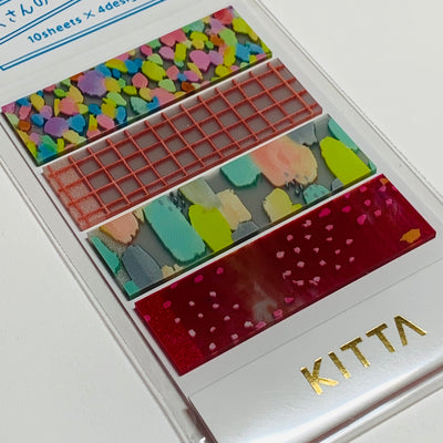 KITTA GRAPHIC DESIGNS Transparent Washi Strips by Hitotoki In Matchbook ~ 40 Strips (4 Designs/10 Strips Each) ~ 1/2 x 2 Inches