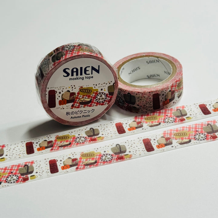 COUNTRYSIDE PICNIC FOOD Saien Masking Washi Tape - 1 Roll - 15mm x 7m (23 Feet)