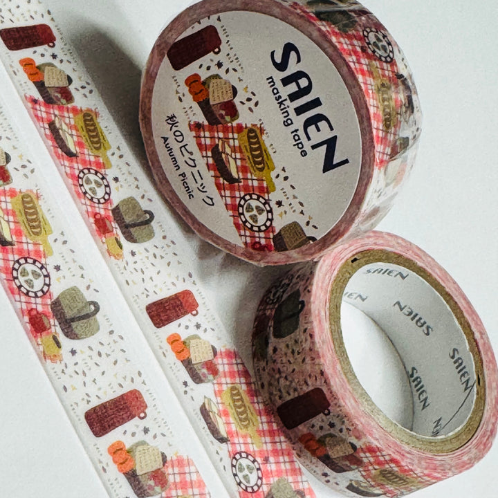COUNTRYSIDE PICNIC FOOD Saien Masking Washi Tape - 1 Roll - 15mm x 7m (23 Feet)