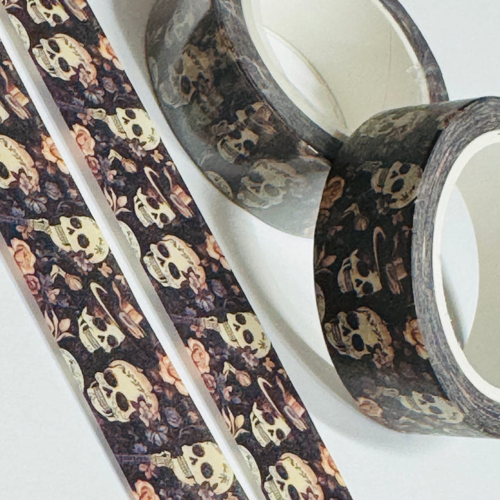 UNTIL DEATH DO US PART SKULLS In Love Halloween Washi Tape ~ 1 Roll ~ 15mm x 10m (33 Feet)