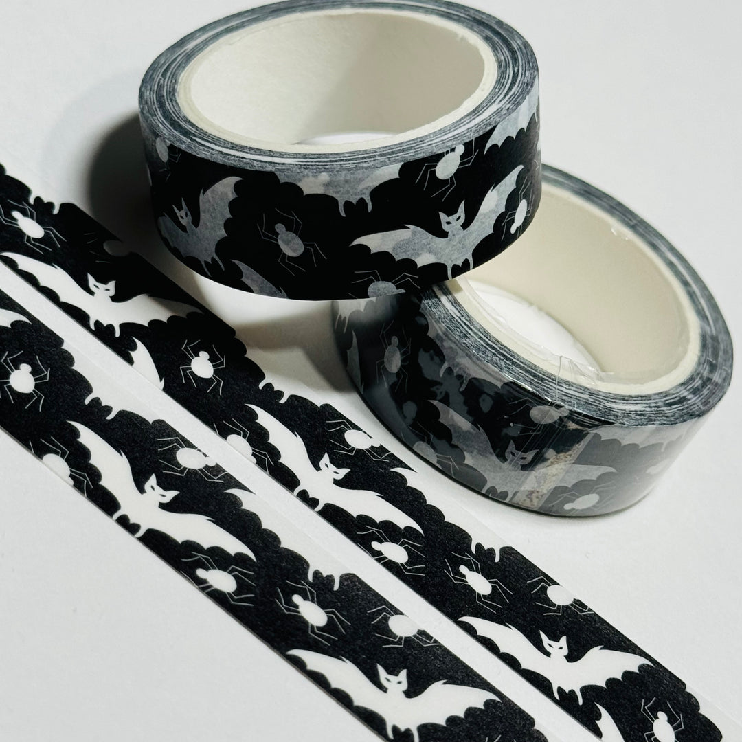 BEADY EYED LITTLE BATS & SPIDERS Halloween Washi Tape ~ 1 Roll ~ 15mm x 10m (33 Feet)