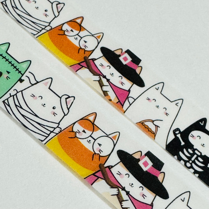 HALLOWEEN DRESSED-UP Cats Washi Tape - 1 Roll - 15mm x 10m (33 Feet)