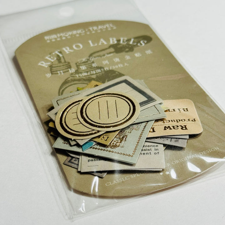 TICKET EPHEMERA JOURNALING Gold Foil Label Stickers Pack ~ 30 Stickers ~ Approximately 45mm