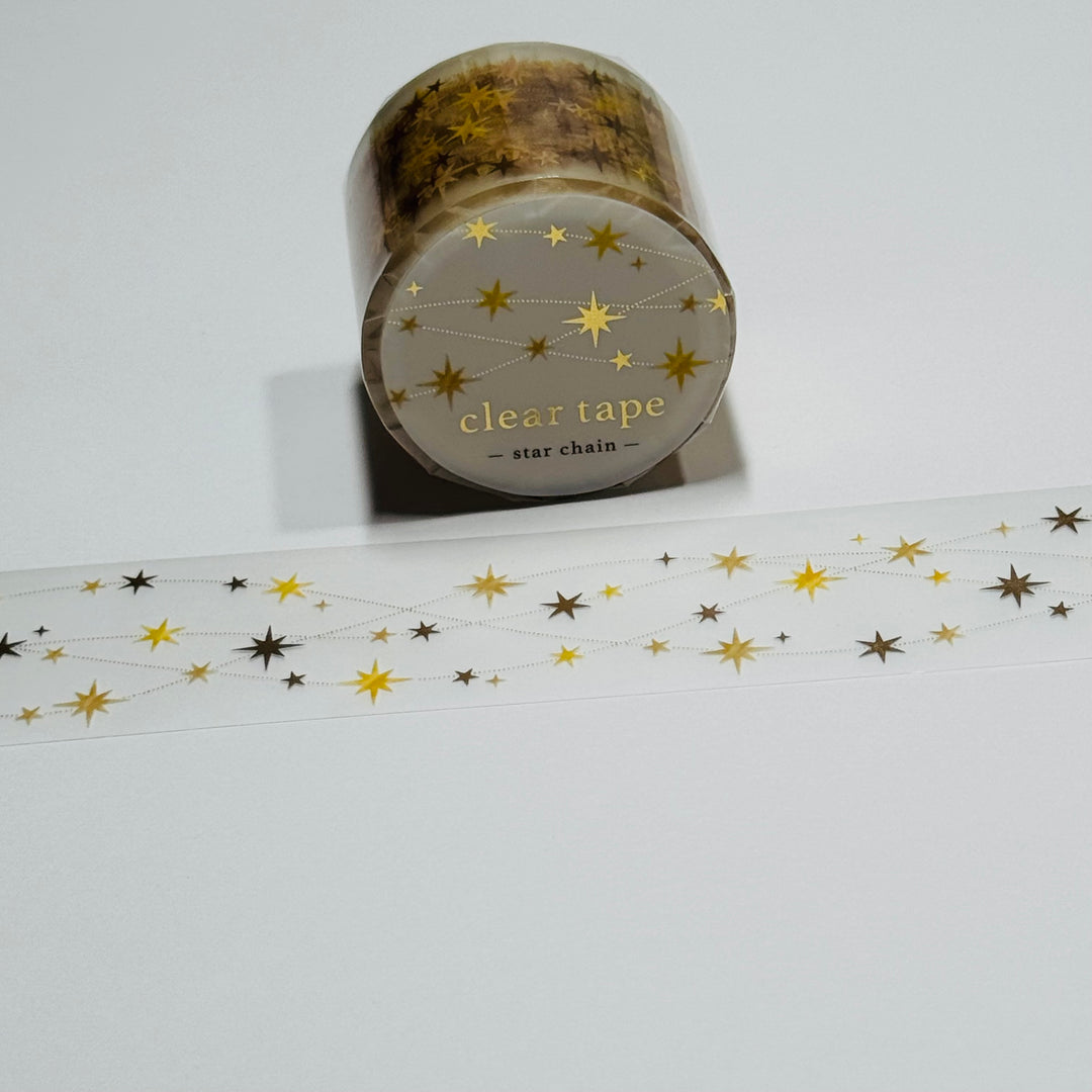 GOLD STAR CHRISTMAS GARLAND CHAIN Mind Wave PET Washi Tape ~ 1 Roll ~ 30mm x 3m (10 Feet)