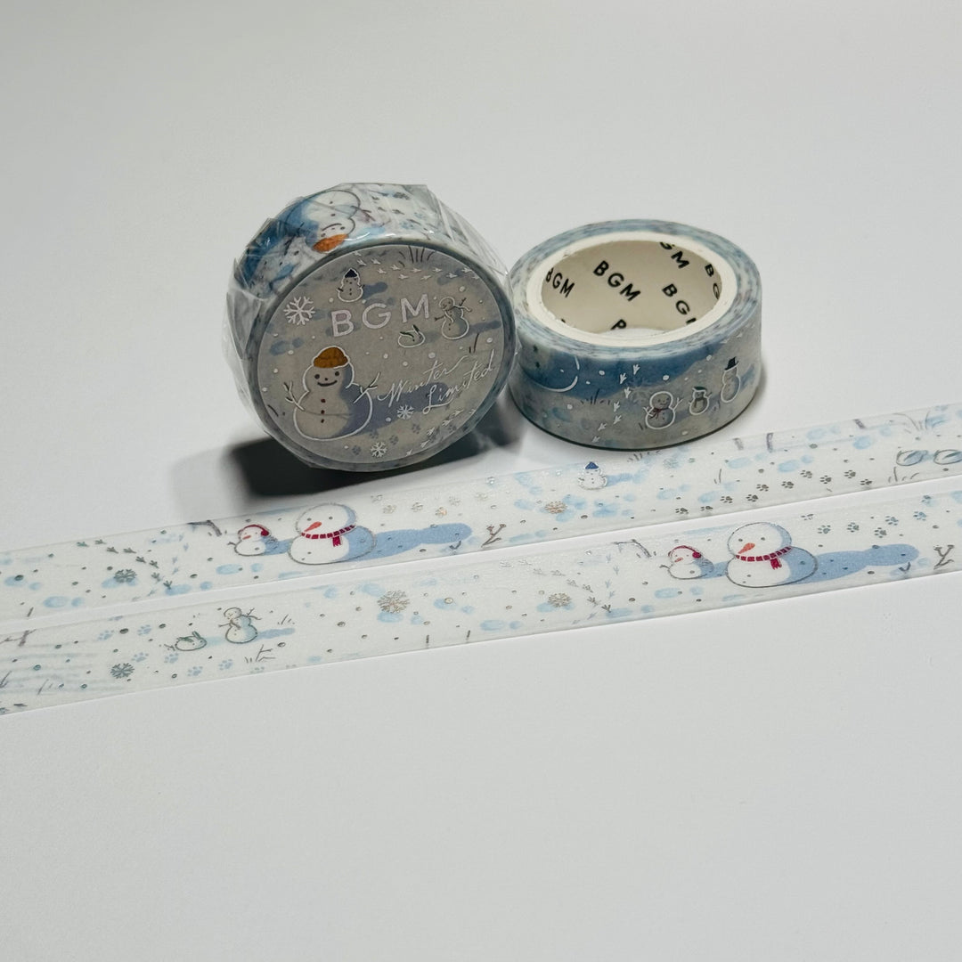 FROSTY SNOW FRIENDS In Silver Foil Designed By BGM Washi Tape ~ 1 Roll ~ 15mm x 5m (16 Feet)