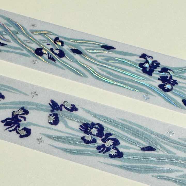IRISES SWAYING In The Wind Silver Foil Washi Tape Designed By BGM ~ 1 Roll ~ 20mm x 5m (16 Feet)