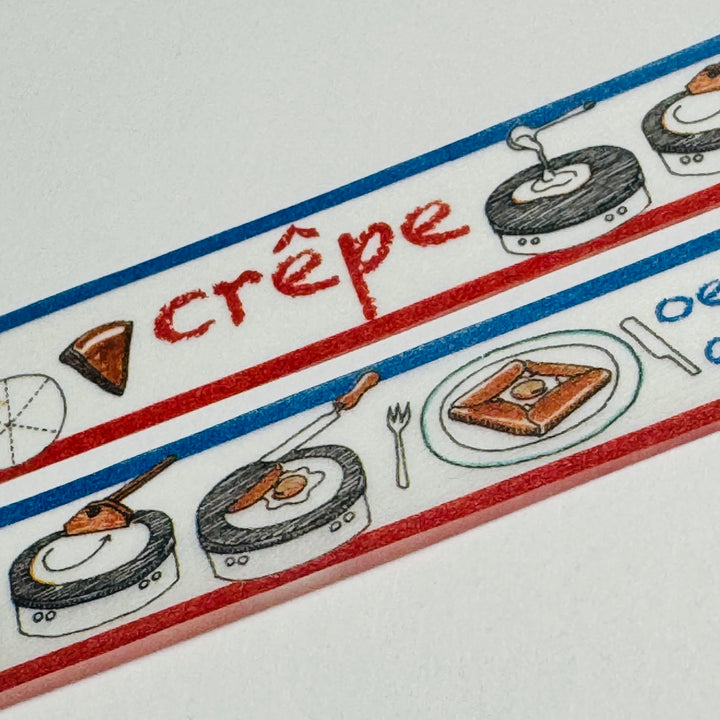 FRENCH CREPES PATISSERIE Saien Masking Washi Tape - 1 Roll - 15mm x 7m (23 Feet)