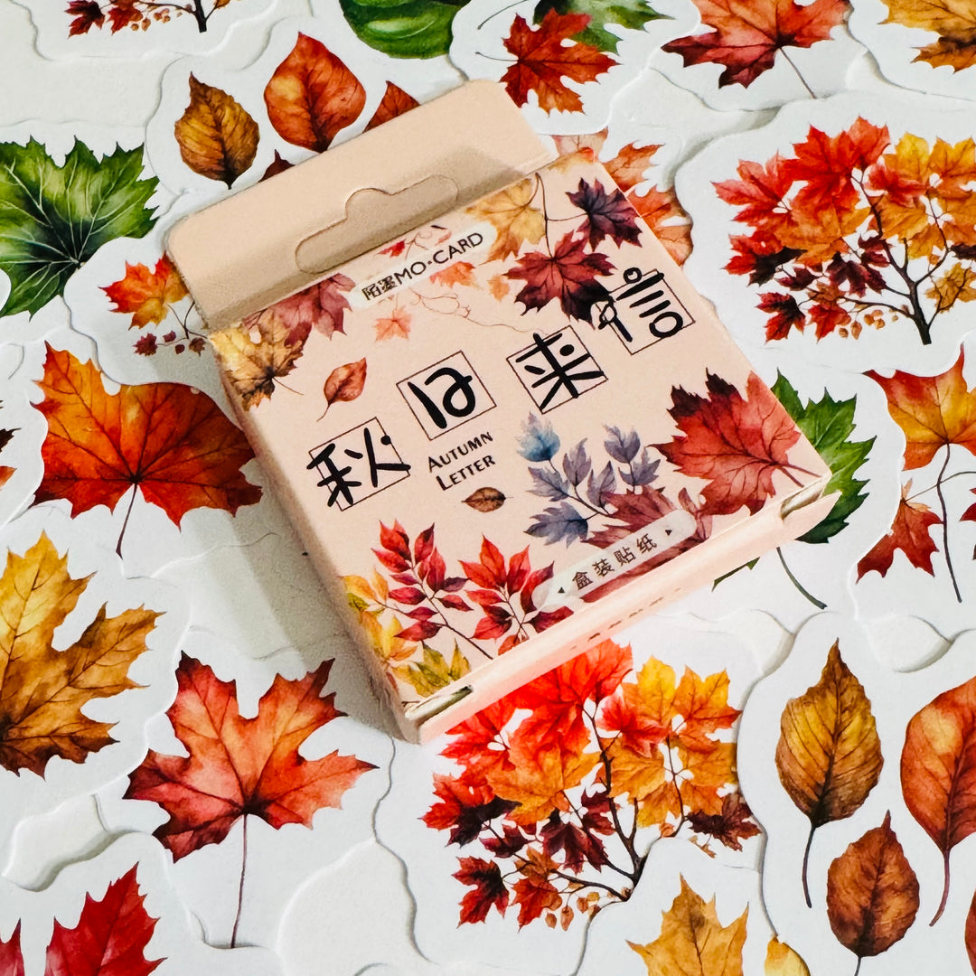 AUTUMN LETTER LEAF (LEAVES) Peelable Stickers  ~ 45 Pieces ~ Each Sticker is Approximately 38mm