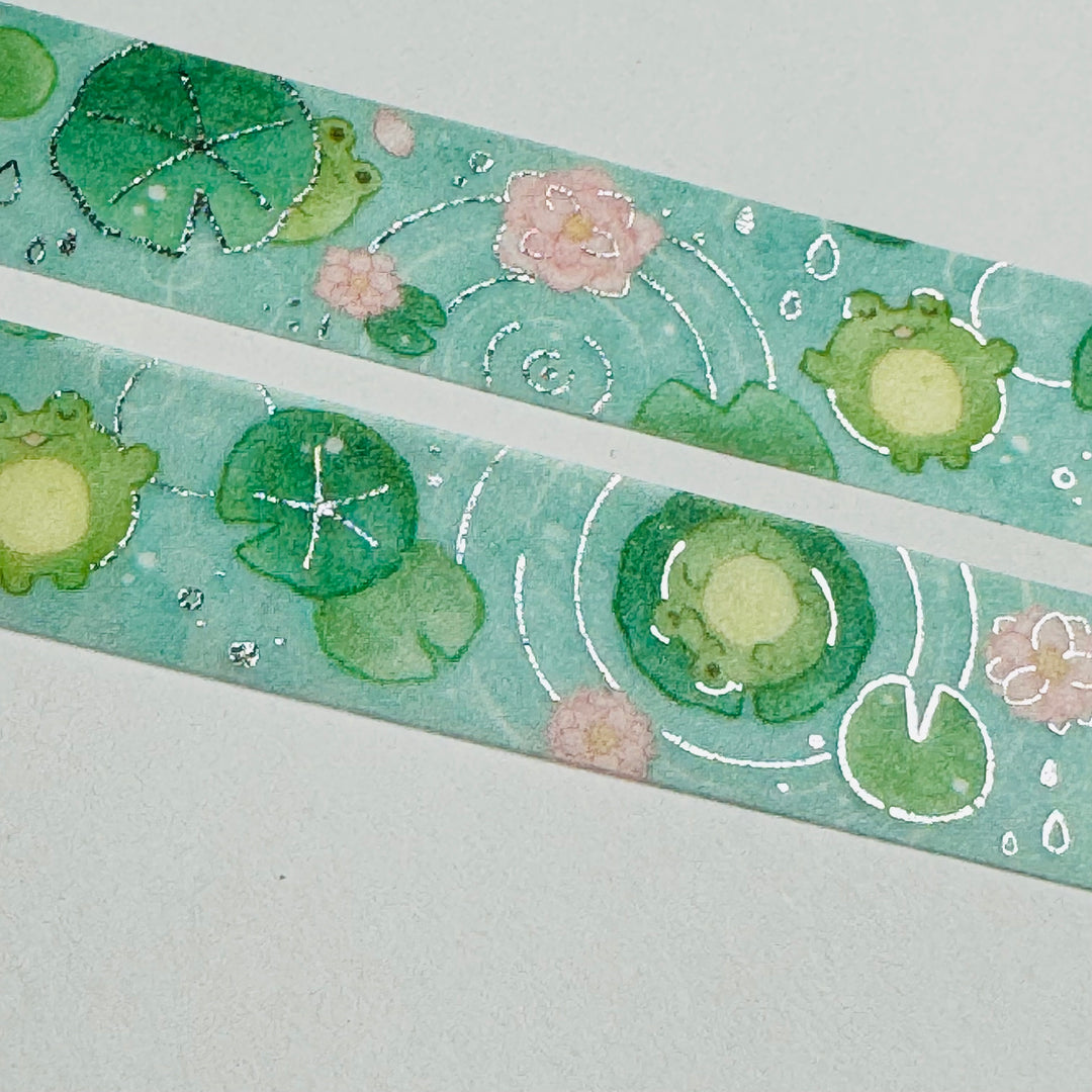 FLOATING FROGS On LILY PADS Saien Masking Washi Tape ~ 1 Roll ~ 15mm x 7m (23 Feet)