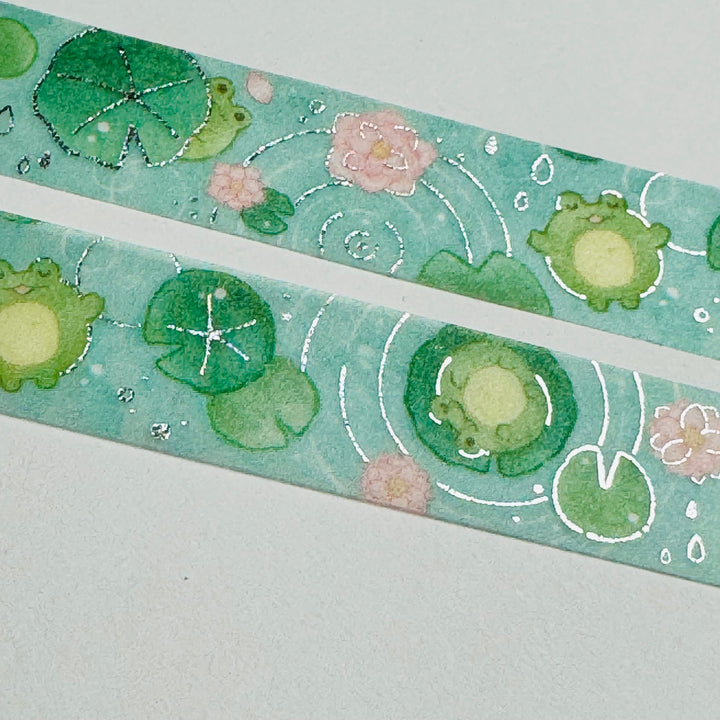 FLOATING FROGS On LILY PADS Saien Masking Washi Tape ~ 1 Roll ~ 15mm x 7m (23 Feet)