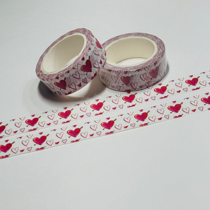 ARROW STRAIGHT THROUGH THE HEART Valentine Washi Tape ~ 1 Roll ~ 15mm x 10m (33 Feet)