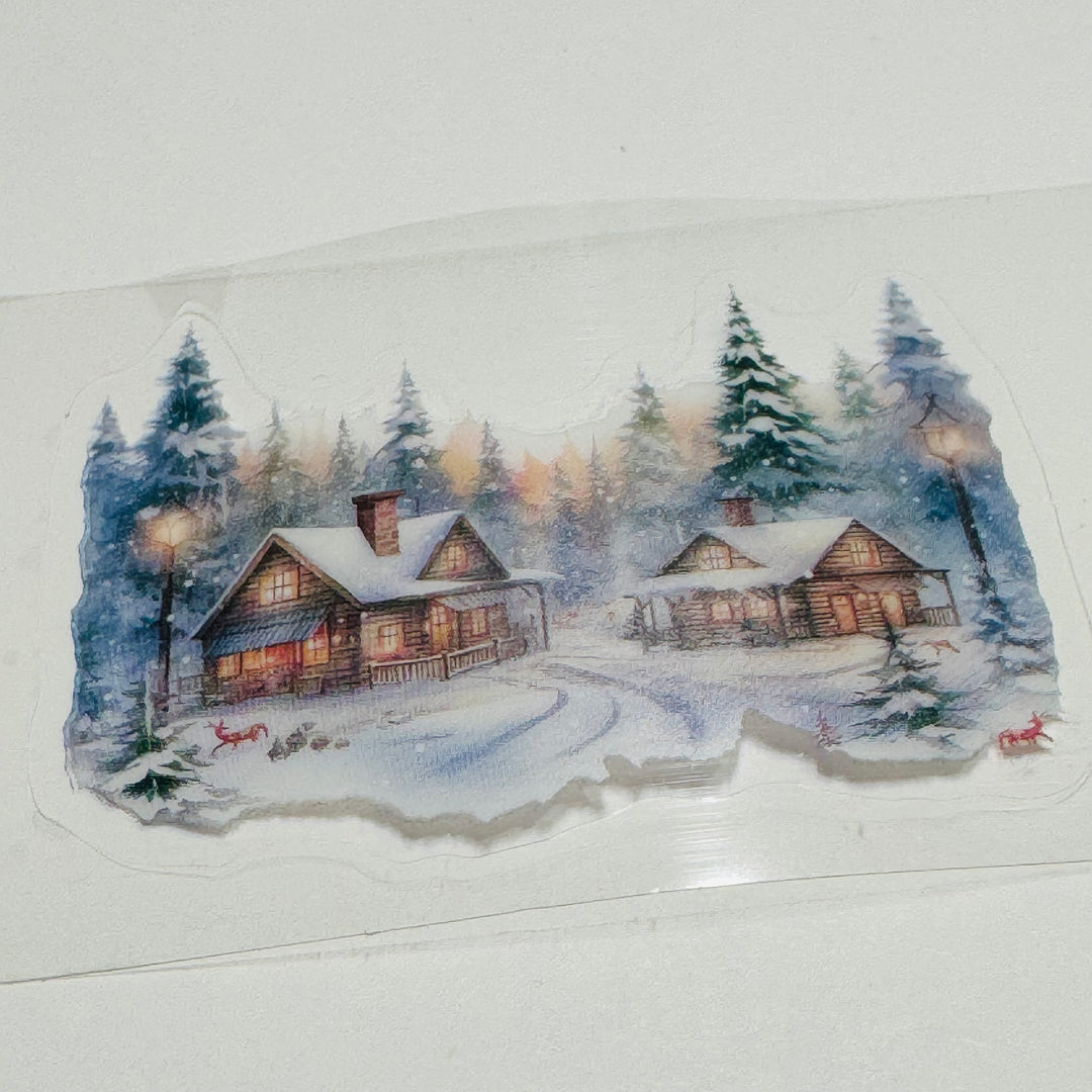 PRETTY WINTER SNOW SCENES Pre-Cut PET Washi Tape ~ 1 Roll - 50mm x 2m (7 Feet of Washi Stickers)