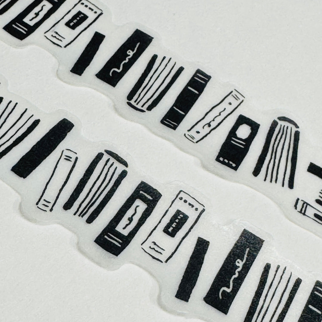 MONOCHROMATIC BLACK & WHITE Bookshelf Washi Tape Designed By Mind Wave ~ 1 Roll ~ 18mm x 5m (16 Feet)