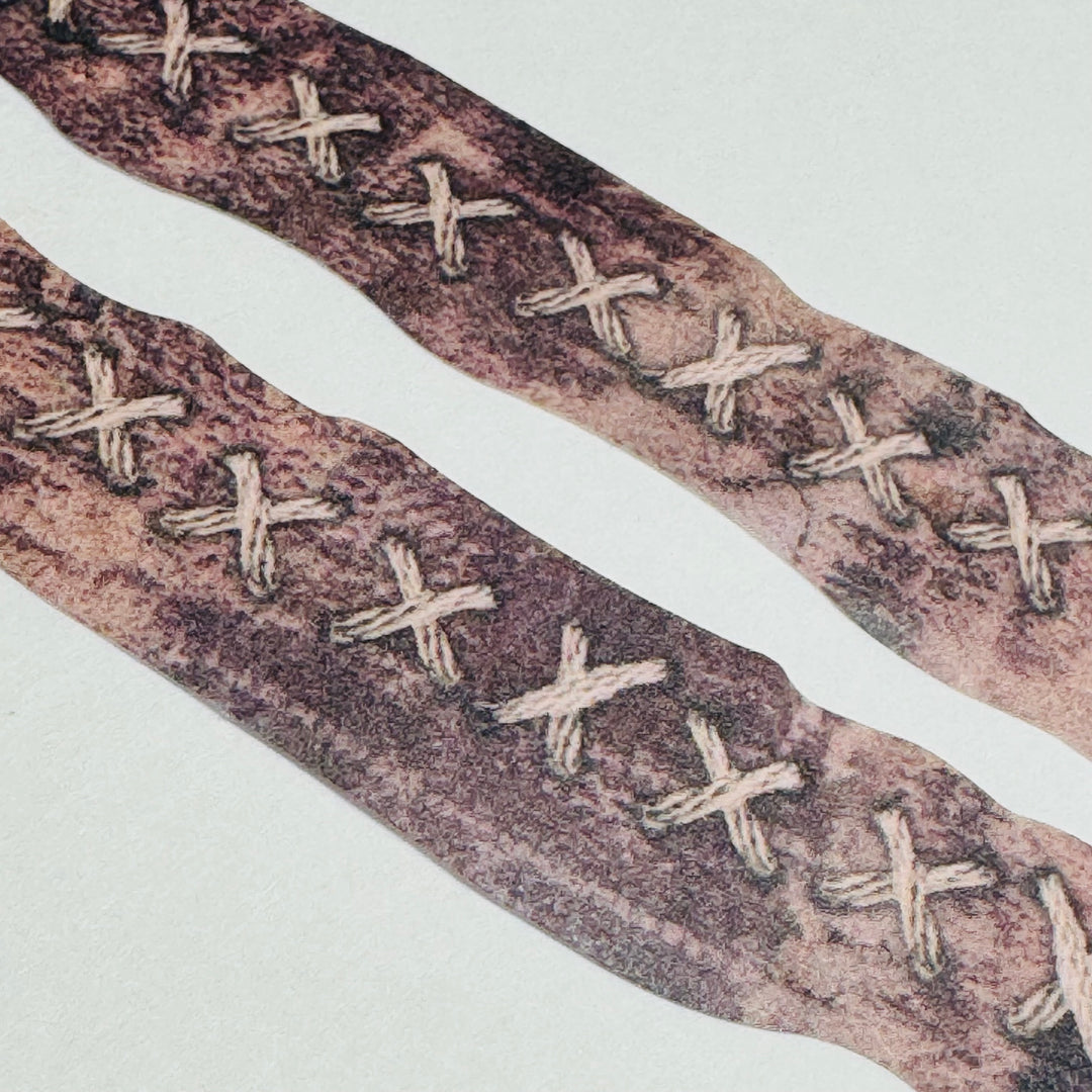 LEATHER STITCH FAUX Fabric Paper Washi Tape ~ 1 Roll ~ 18mm x 3m (10 Feet)