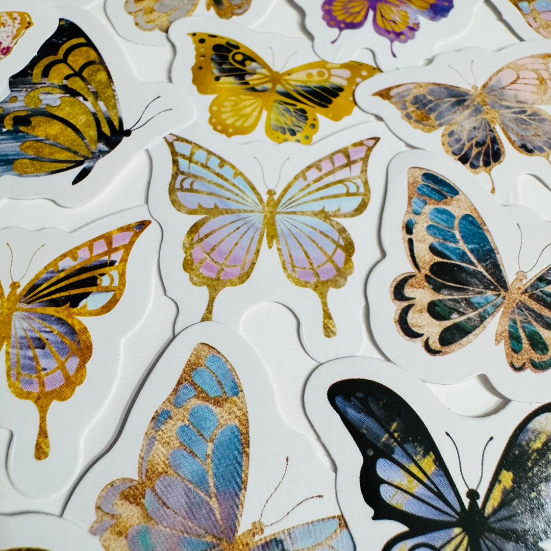 GUILDED AGE Of BUTTERFLIES Peelable Stickers  ~ 46 Pieces ~ Each Sticker is 38mm
