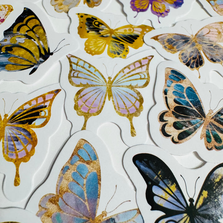 GUILDED AGE Of BUTTERFLIES Peelable Stickers  ~ 46 Pieces ~ Each Sticker is 38mm