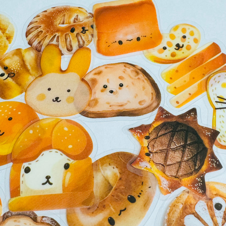 ARTISAN WARM BAKING Bread Transparent Peelable Stickers  ~ 40 Pieces ~ 30x40mm Each