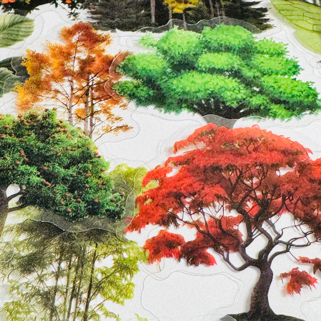 SEASONAL TREES In FULL BLOOM Peelable PET Stickers  ~ 50 Stickers ~ Approximately 2 Inches Each