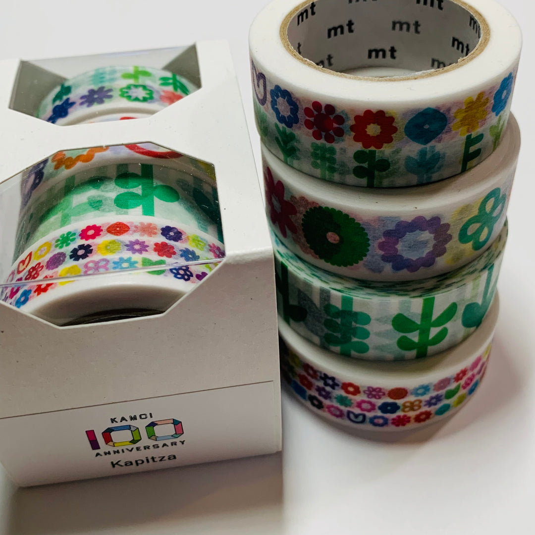 KAPITZA 100th ANNIVERSARY LTD Edition Box Artist Set MT Washi Tape - 4 Rolls - Each Roll 15mm x 7m (23 Feet)