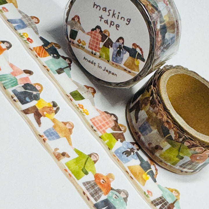 GIRLFRIENDS HOLDING HANDS Washi Tape Designed By Mind Wave ~ 1 Roll ~ 18mm x 5m (16 Feet)