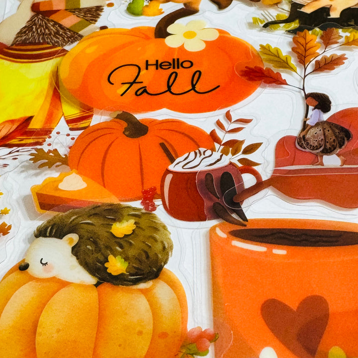AESTHETIC FALL WATERCOLOR Peelable PET Stickers  ~ 51 Pieces ~ Approximately 2 Inches
