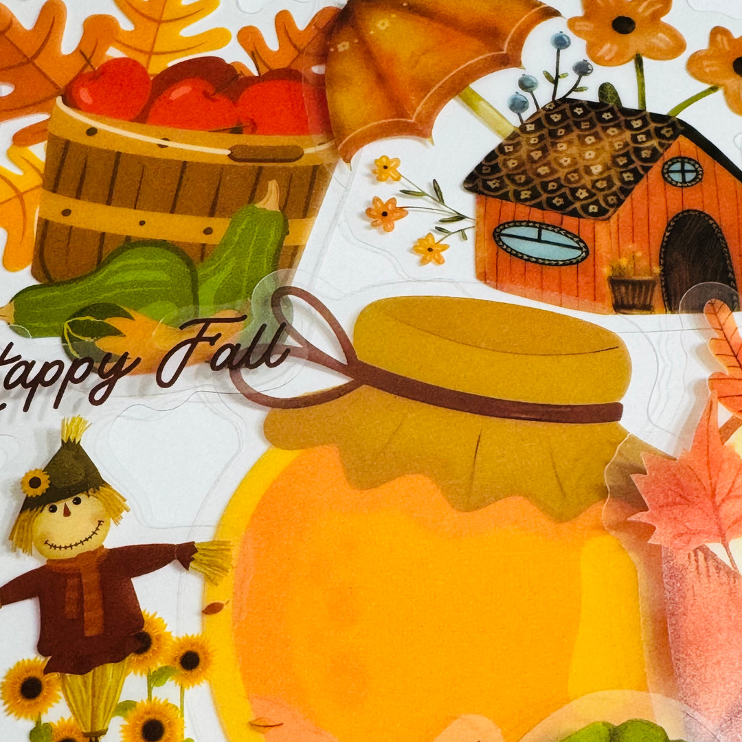 AESTHETIC FALL WATERCOLOR Peelable PET Stickers  ~ 51 Pieces ~ Approximately 2 Inches
