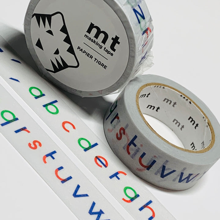 PAPIER TIGRE L'ALPHABET (Letters) Mt Washi Tape - 1 Roll - 15mm x 7m (23 Feet)