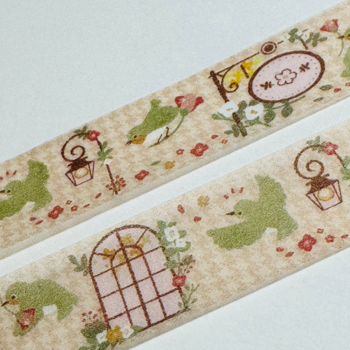 LITTLE BIRDS & FLOWERS Saien Washi Tape ~ 1 Roll ~ 15mm x 7m (23 Feet)