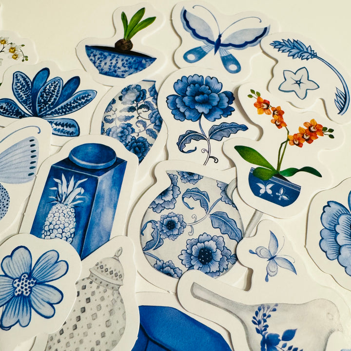 BLUE & WHITE CHINA Favorites Peelable Stickers ~ 46 Pieces ~ Each Sticker is 38mm