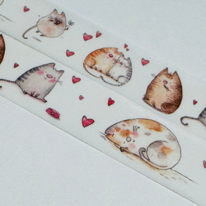 KITTY CATS In LOVE Valentine Washi Tape - 1 Roll - 15mm x 10m (33 Feet)