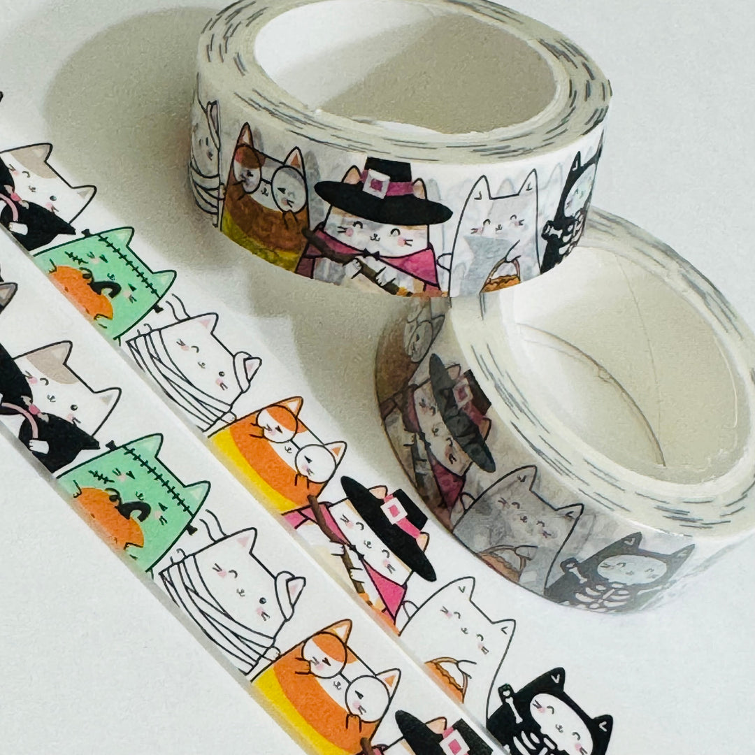 HALLOWEEN DRESSED-UP Cats Washi Tape - 1 Roll - 15mm x 10m (33 Feet)