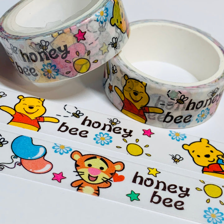 HONEY BEAR & FRIENDS On White Washi Tape ~ 1 Roll ~ 15mm x 5m (16 Feet)