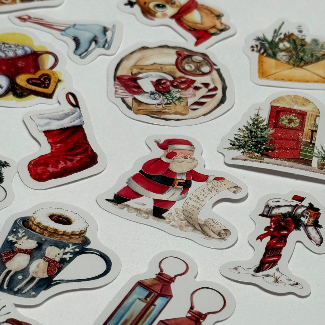 WARM & COZY CHRISTMAS Peelable Stickers  ~ 46 Pieces ~ Approximately 38mm