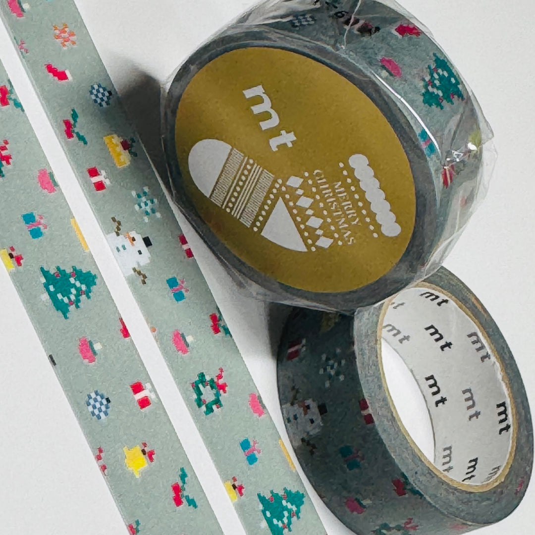 PIXEL CHRISTMAS TIME GRAPHICS MT Washi Tape ~ 1 Roll ~ 15mm x 7m (23 Feet)