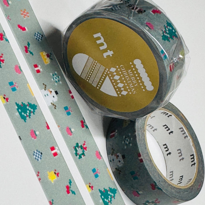 PIXEL CHRISTMAS TIME GRAPHICS MT Washi Tape ~ 1 Roll ~ 15mm x 7m (23 Feet)