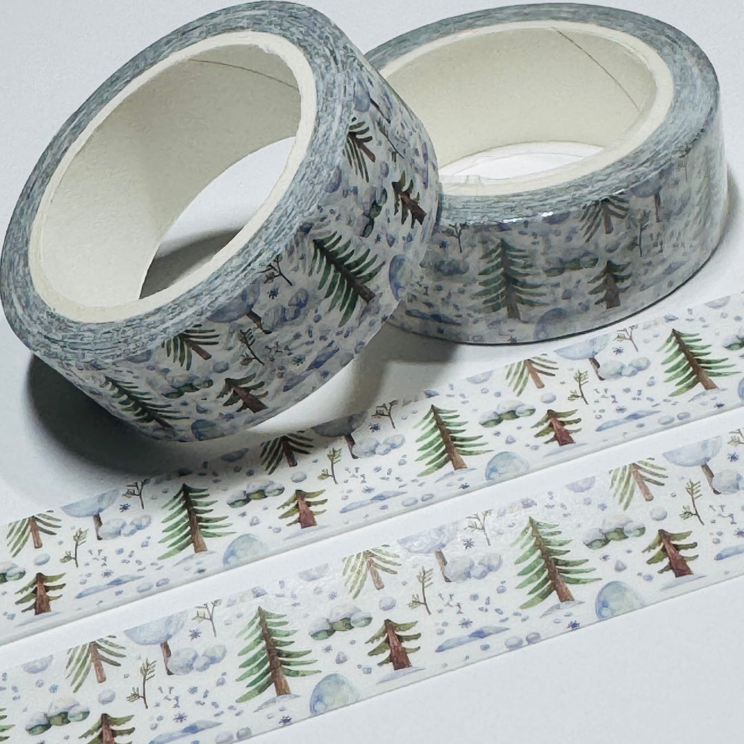 WINTER TERRAIN TREE CLUSTERS Washi Tape ~ 1 Roll ~ 15mm x 10m (33 Feet)