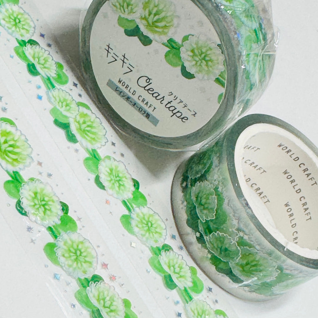 LUCKY WHITE Clover World Craft PET Washi Tape ~ 1 Roll ~ 20mm x 5m (16 Feet) ~ 1 Roll ~ 20mm x 5m (16 Feet)