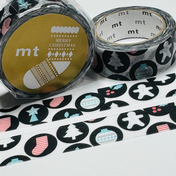 CHRISTMAS MOTIF DOT ICONS MT Washi Tape ~ 1 Roll ~ 15mm x 7m (23 Feet)