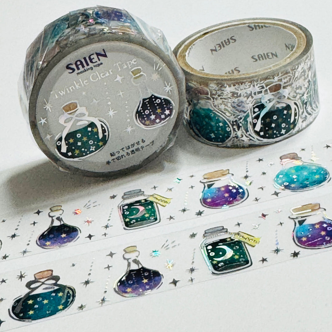 STARRY SKY BOTTLES Of POISON Silver Foil Saien PET Washi Tape ~ 1 Roll ~ 20mm x 3m (10 Feet)