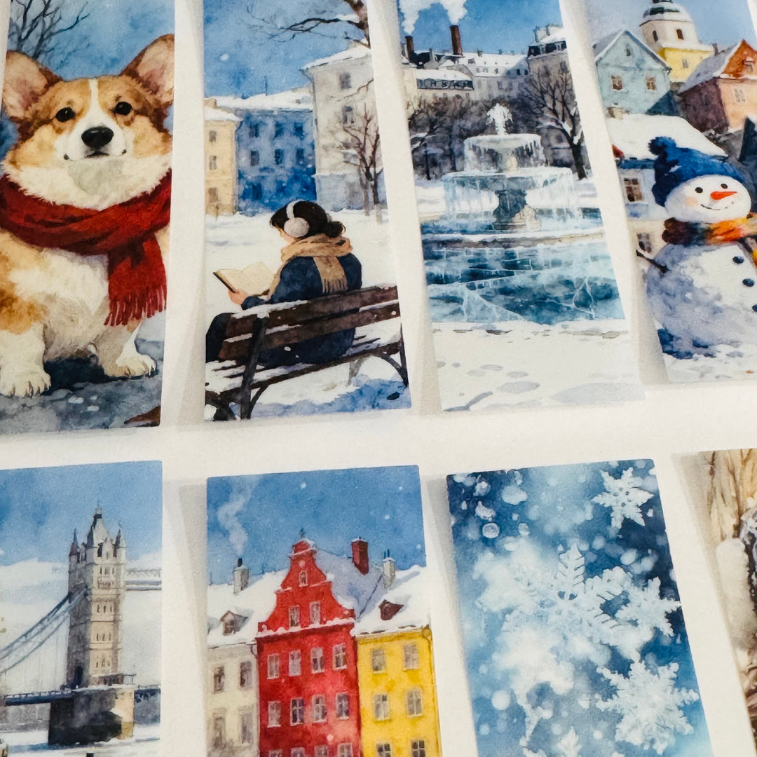 WINTER FUN GIRL In The City Ephemera Sticker Pack ~ 25 Pieces ~ 30mm x 95mm