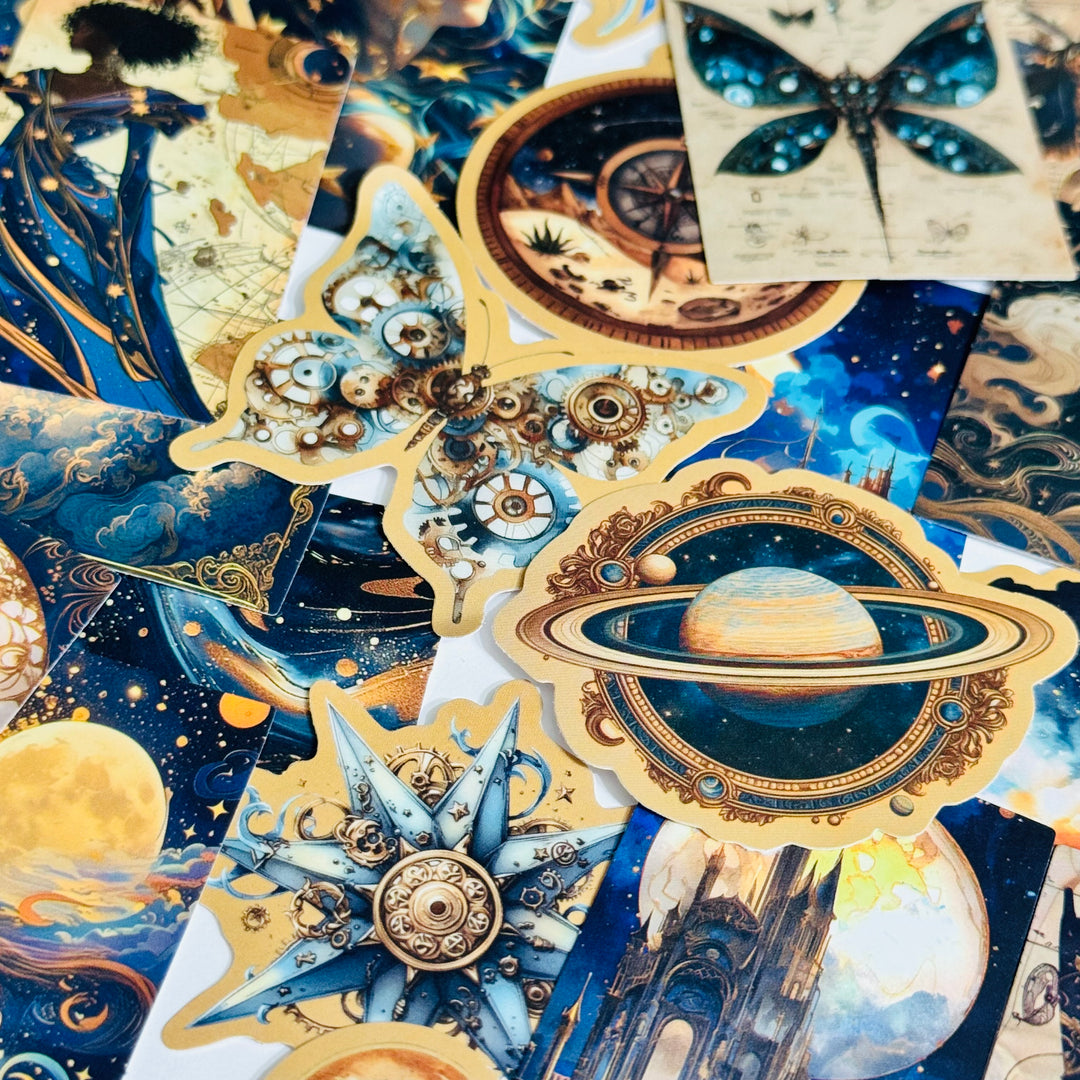 GALACTIC UNIVERSAL STEAMPUNK Peelable Stickers  ~ 50 Pieces ~ Each Sticker is 30 - 60mm