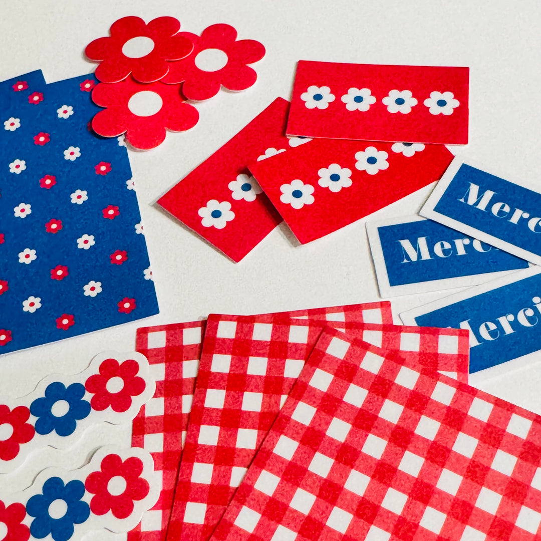 PATRIOTIC STICKER PACK Red White & Blue World Craft Sticker Flakes Pack ~ 30 Stickers ~ 10 Designs (3 of Each Design)