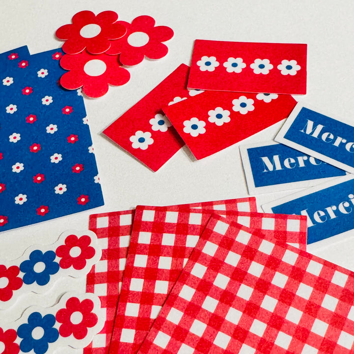 PATRIOTIC STICKER PACK Red White & Blue World Craft Sticker Flakes Pack ~ 30 Stickers ~ 10 Designs (3 of Each Design)
