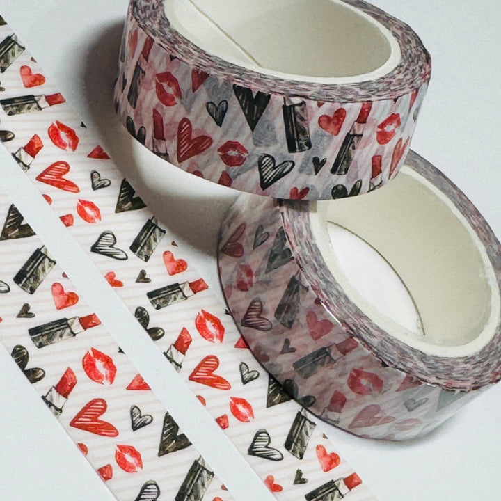 LIPSTICK ON HIS COLLAR Valentine Washi Tape ~ 1 Roll ~ 15mm x 10m (33 Feet)