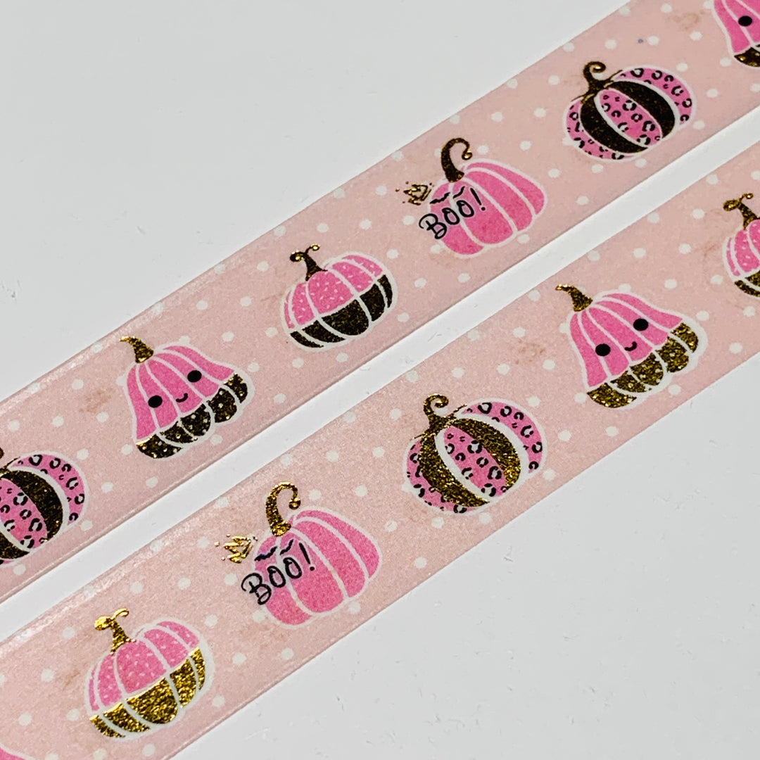 PRINCESS PUMPKINS & GOURDS With Gold Foil Halloween Washi Tape ~ 1 Roll ~ 15mm x 10m (33 Feet)