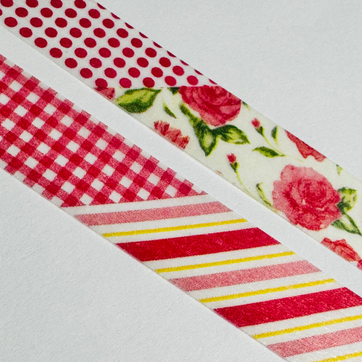 DENIM RED JEANS Flowers Mt Washi Tape - 1 Roll - 15mm x 10m (33 Feet)