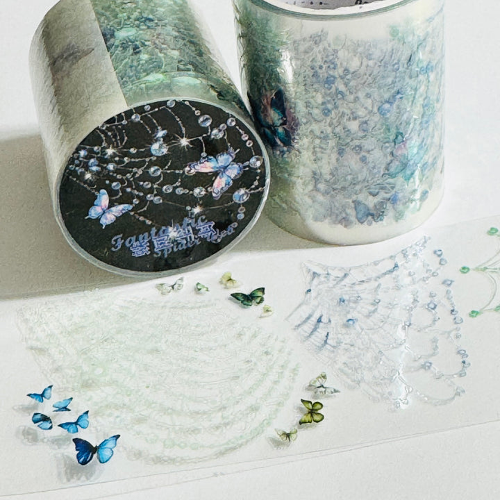 IRRIDESCENT BLUE BUTTERFLY SPIDERWEBS Halloween PET Washi Tape ~ 1 Roll ~ 50mm x 2m (7 Feet) (Copy)